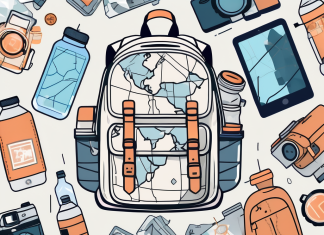 Budget Travel Hacks for Thrifty Explorers A backpack filled with various travel essentials like a map
