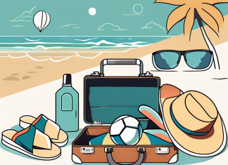 Planning the Perfect Family Vacation A packed suitcase with various vacation essentials such as a beach ball