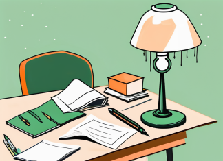 Crafting a Great College Essay A desk with scattered papers