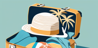 The Ultimate Packing List for a Stress-Free Beach Vacation A neatly packed suitcase filled with beach essentials such as a sun hat