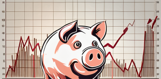 Getting Started with Stock Market Investments on a Tight Budget A piggy bank sitting on a pile of coins and stock market graphs in the background