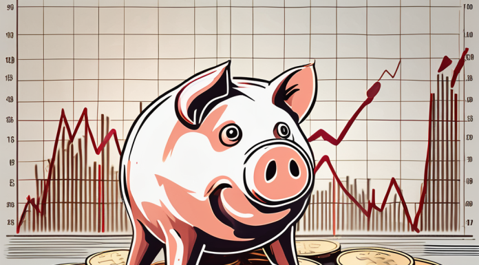 Getting Started with Stock Market Investments on a Tight Budget A piggy bank sitting on a pile of coins and stock market graphs in the background
