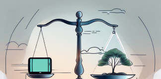 Mindful Technology Use: Finding Digital Balance in a Connected World A balanced scale with a smartphone on one side and a serene nature scene on the other